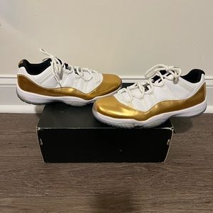 Jordan 11s Retro Low In A Beautiful Metallic Gold and White Size 11